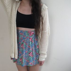 Light Blue Floral Rose Skirt